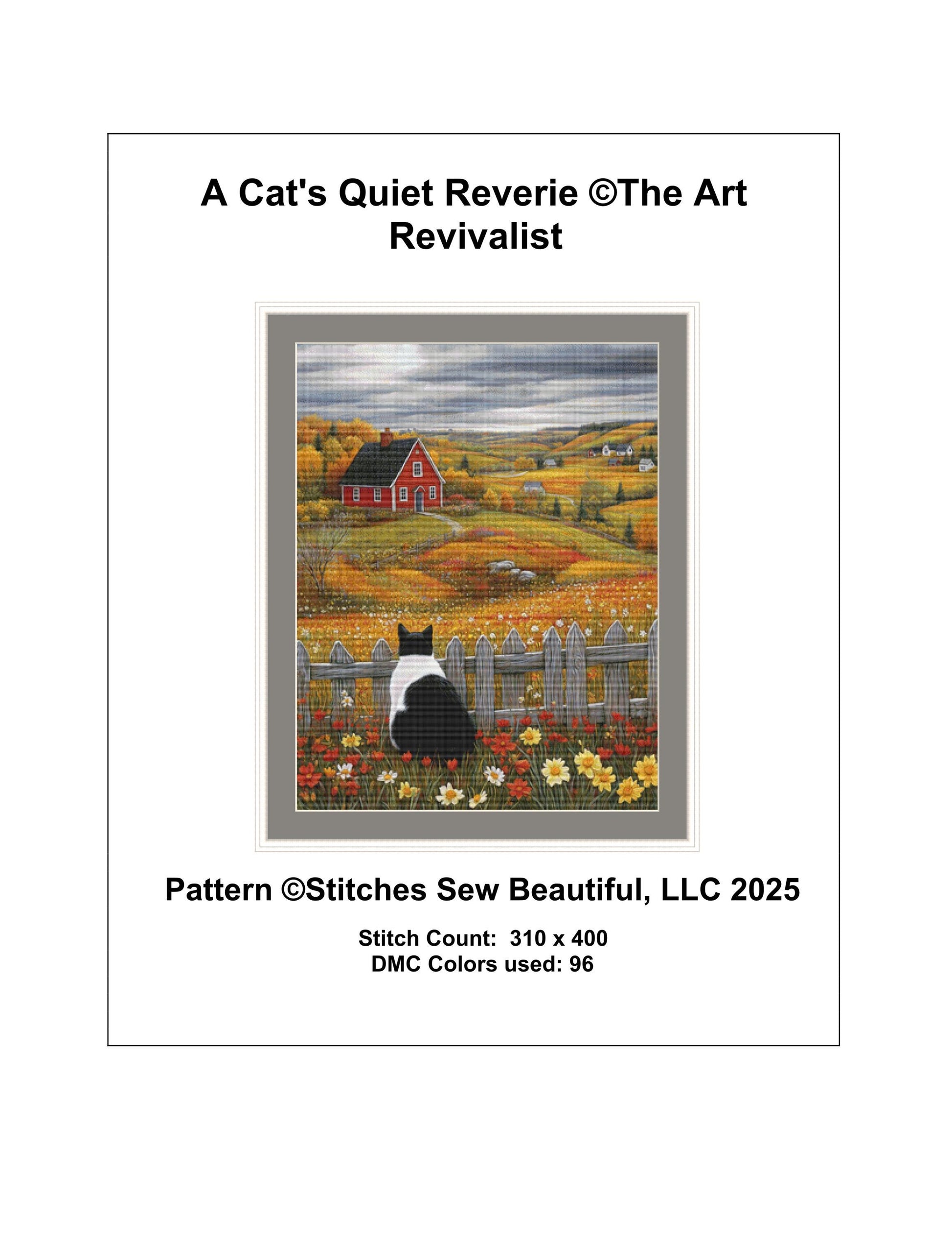 A Cat's Quiet Reverie counted cross stitch pattern by The Art Revivalist