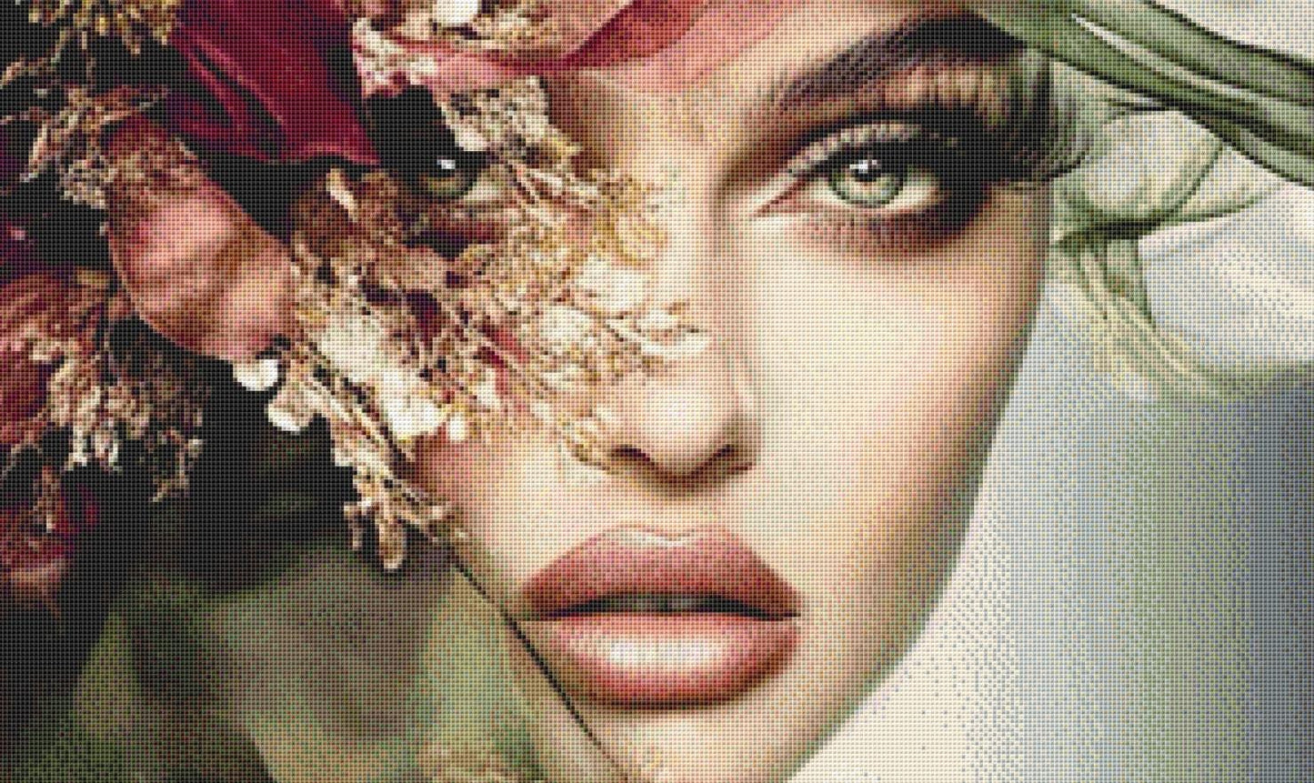 The Veil of Flowers 2 counted cross stitch pattern by Ingrid Jean AI Art