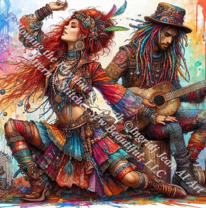 Following the Rhythm of Earth counted cross stitch pattern by Ingrid Jean AI Art