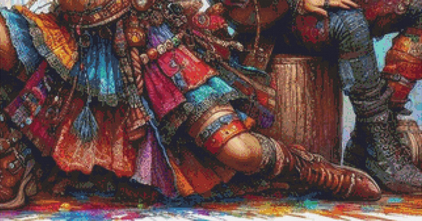 Following the Rhythm of Earth counted cross stitch pattern by Ingrid Jean AI Art