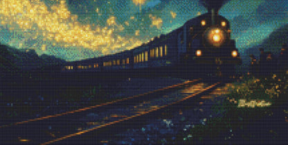 Night Train Racing Through the Stars counted cross stitch pattern by IllustNation