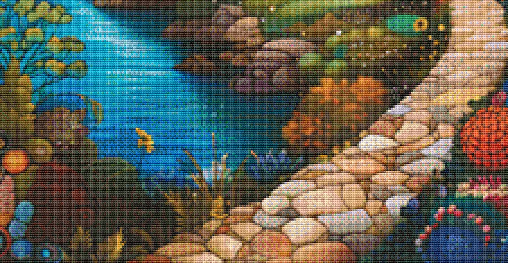 Whispers of the Stars and Moon on the Way Home counted cross stitch pattern by IllustNation