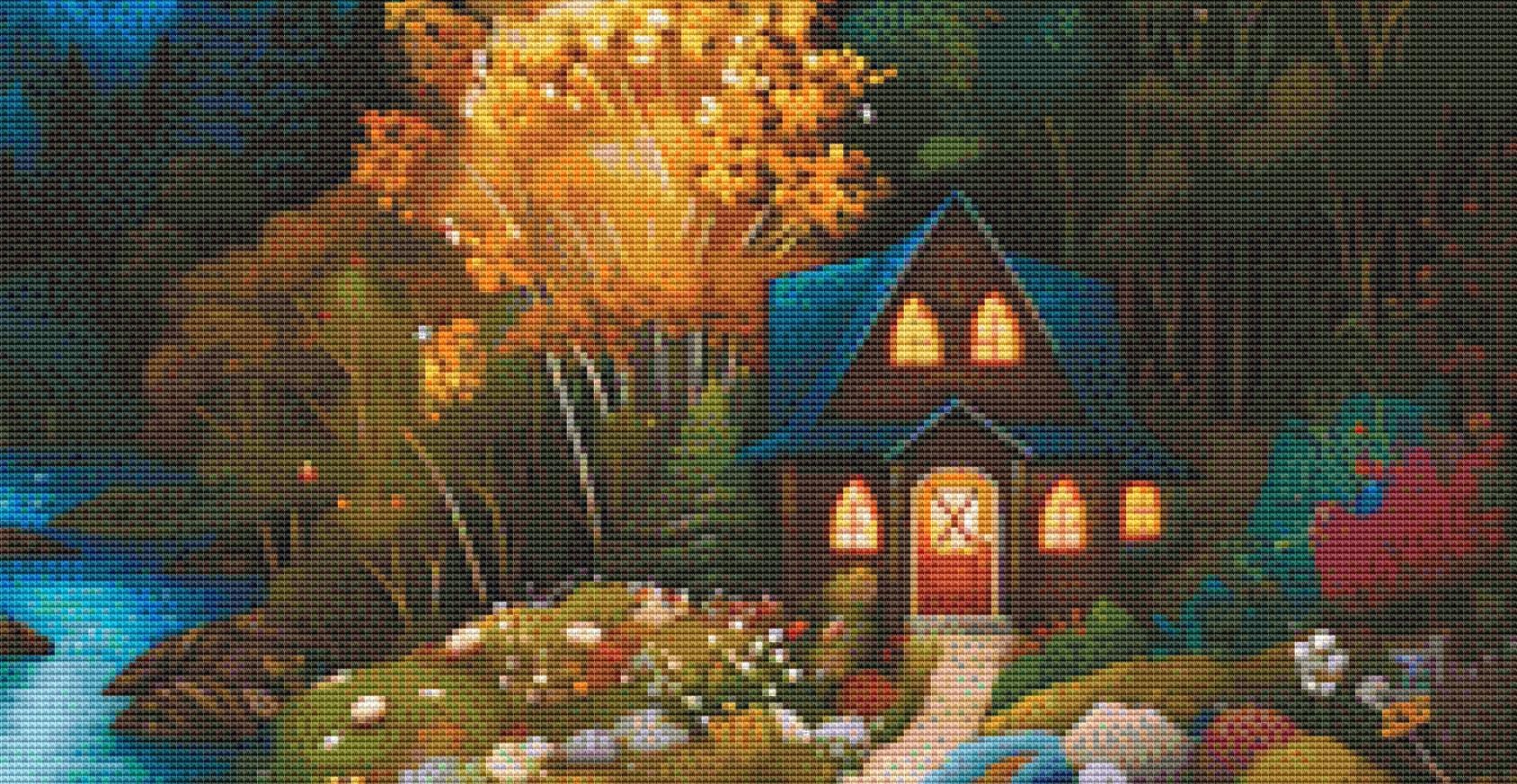 Whispers of the Stars and Moon on the Way Home counted cross stitch pattern by IllustNation