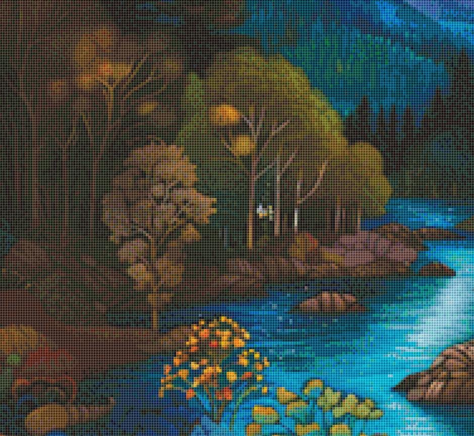 Whispers of Stars and Moon on the Way Home (Max Color) counted cross stitch pattern by IllustNation