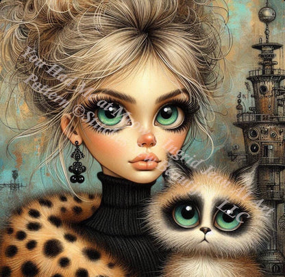 You Had Me at Meow counted cross stitch pattern by Ingrid Jean AI Art