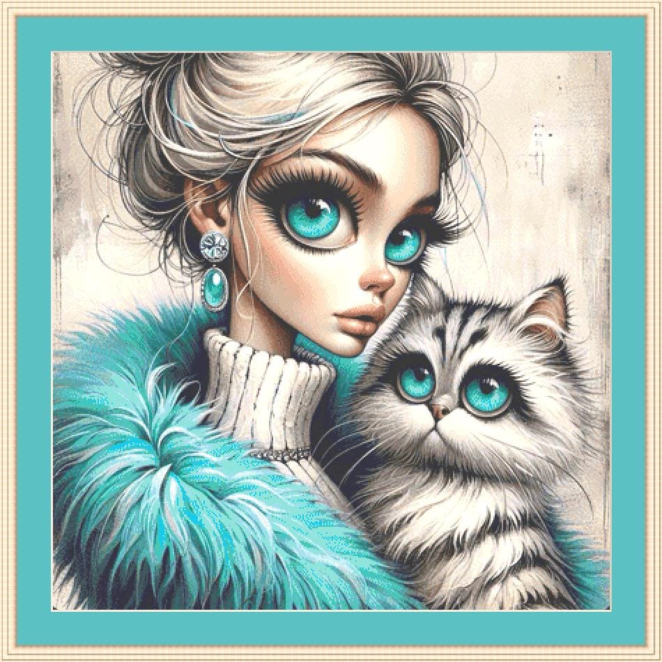 My Favorite Purrrrson counted cross stitch pattern by Ingrid Jean AI Art