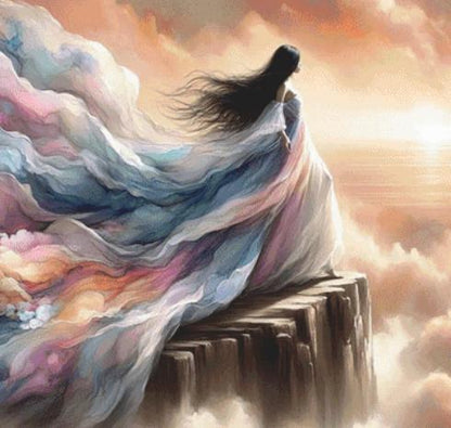 Windswept Pastels counted cross stitch pattern by Ingrid Jean AI Art