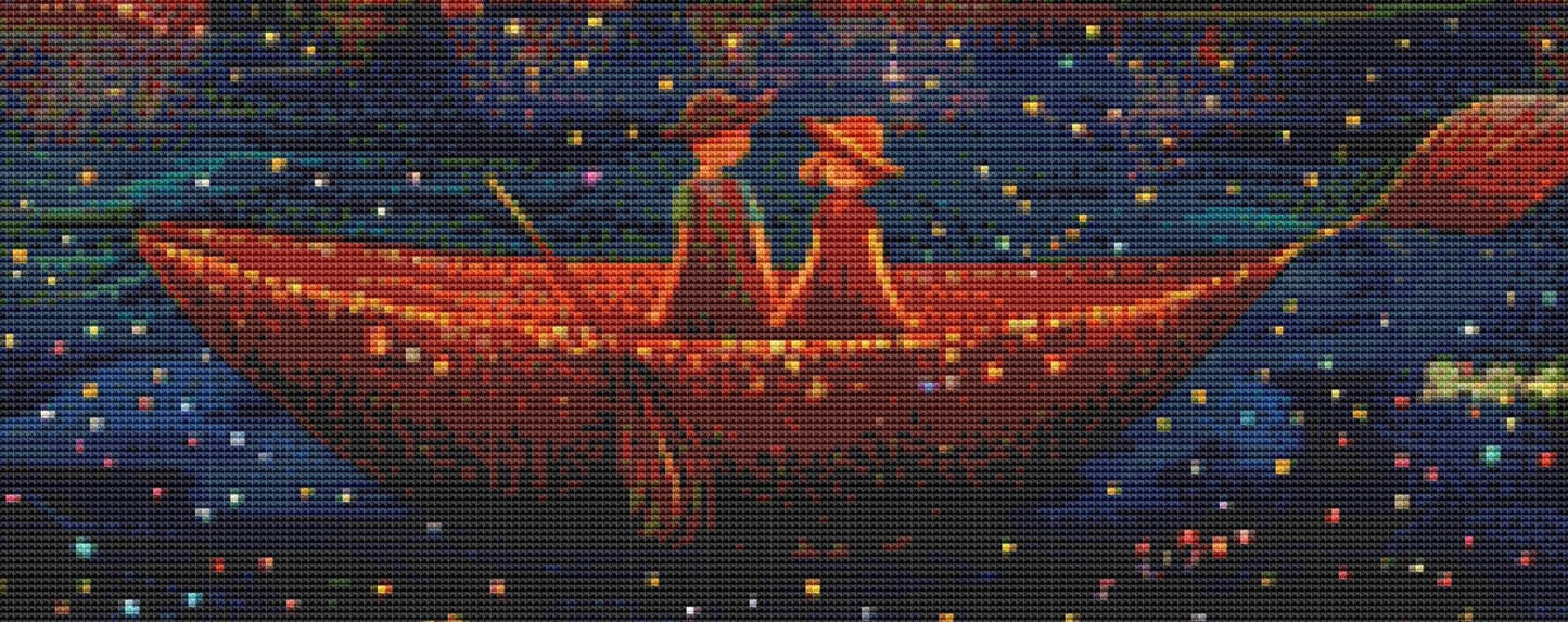 The Night of The Starry Lake and The Flying Fish counted cross stitch pattern by IllustNation
