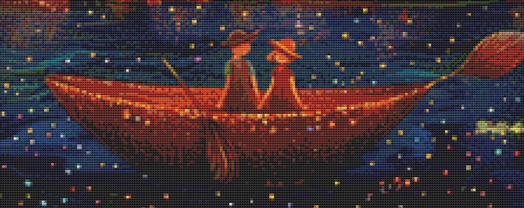 The Night of The Starry Lake and The Flying Fish counted cross stitch pattern by IllustNation