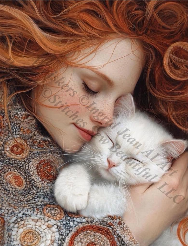Whiskers counted cross stitch pattern by Ingrid Jean AI Art