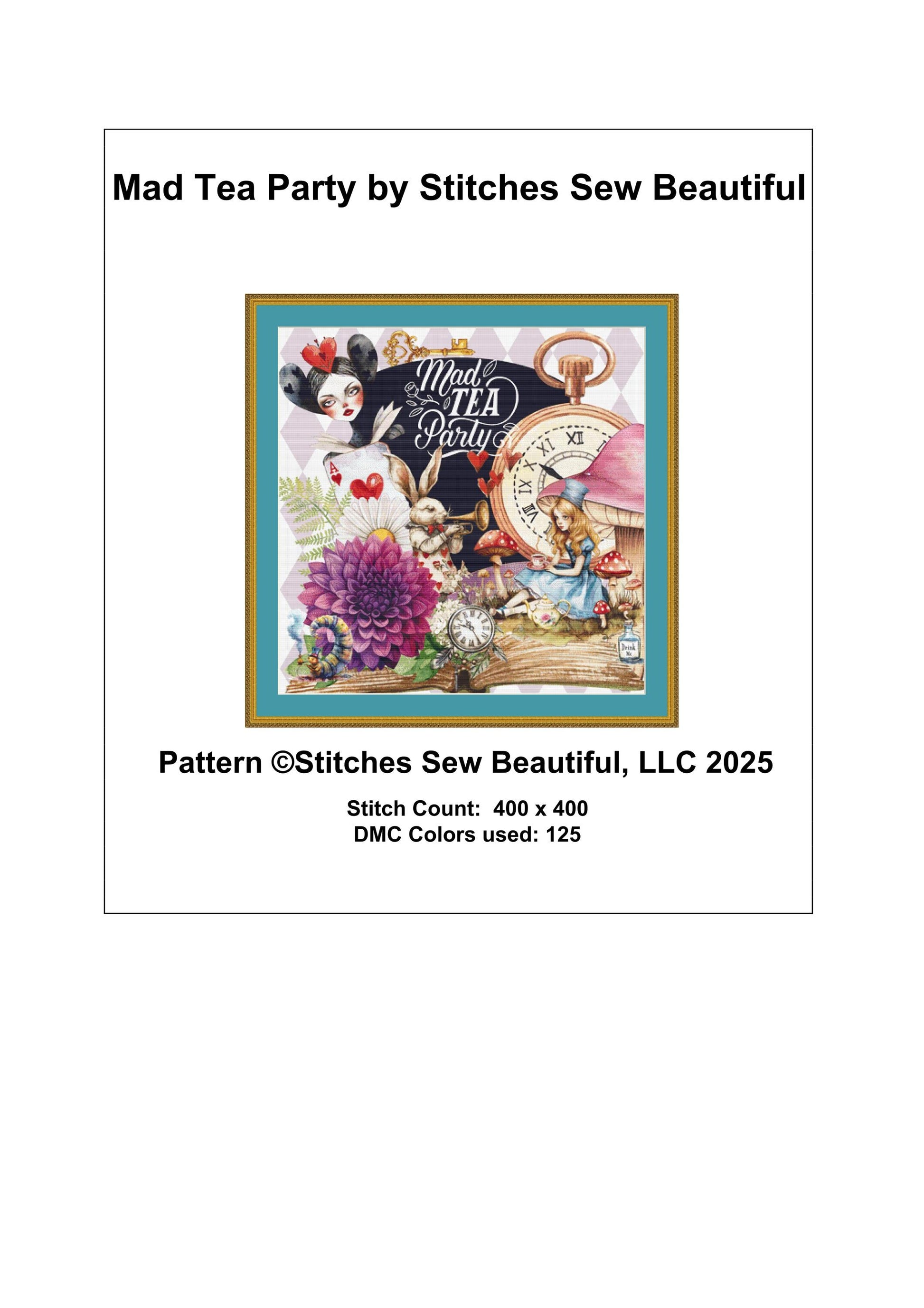 Mad Tea Party counted cross stitch pattern by Stitches Sew Beautiful, LLC