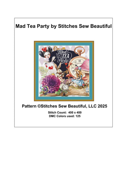 Mad Tea Party counted cross stitch pattern by Stitches Sew Beautiful, LLC