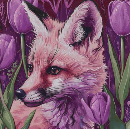 Purple Fox counted cross stitch pattern by Passy Art