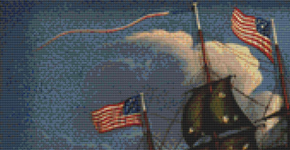 The Constitution and the Guerriere counted cross stitch pattern by Thomas Chambers ca. 1845