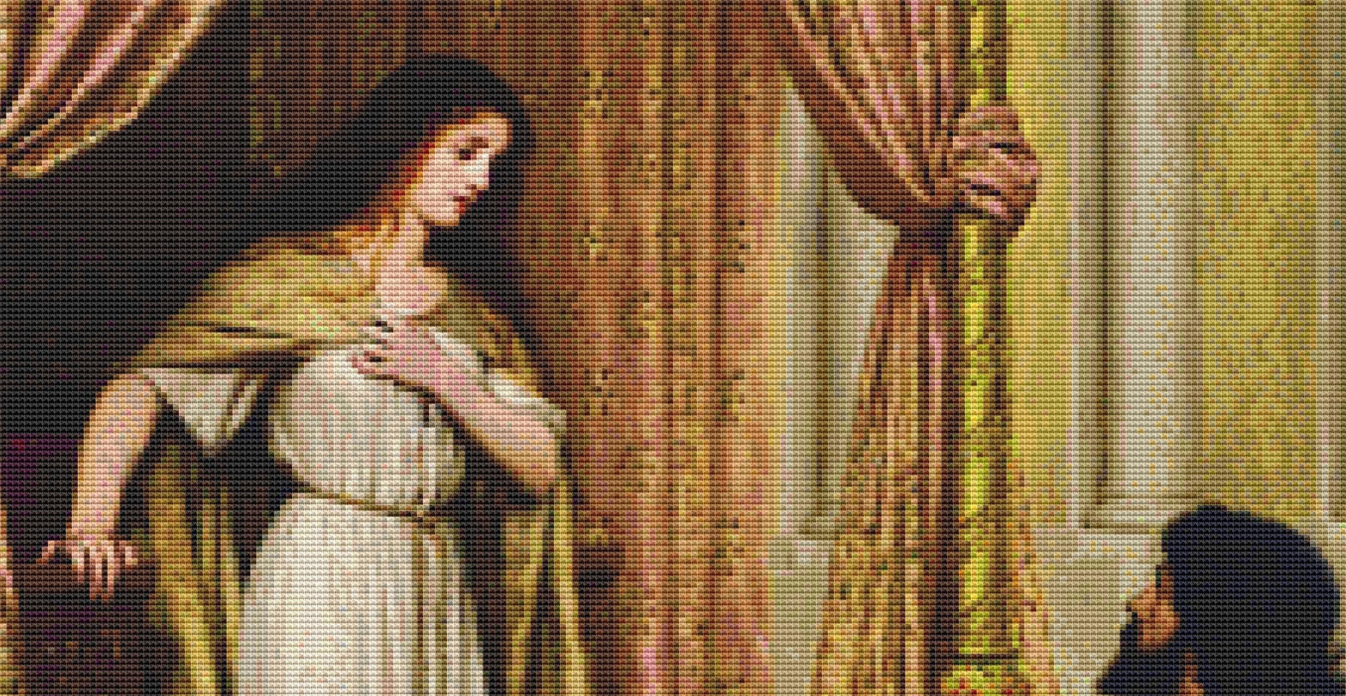 The King and The Beggar Maid counted cross stitch pattern by Edmund Blair Leighton 1898