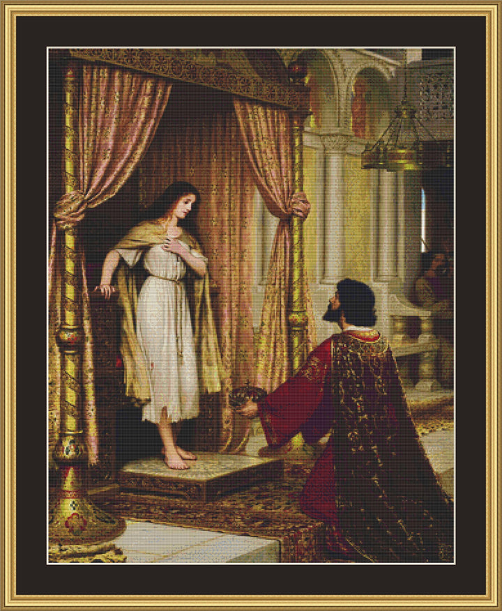The King and The Beggar Maid counted cross stitch pattern by Edmund Blair Leighton 1898