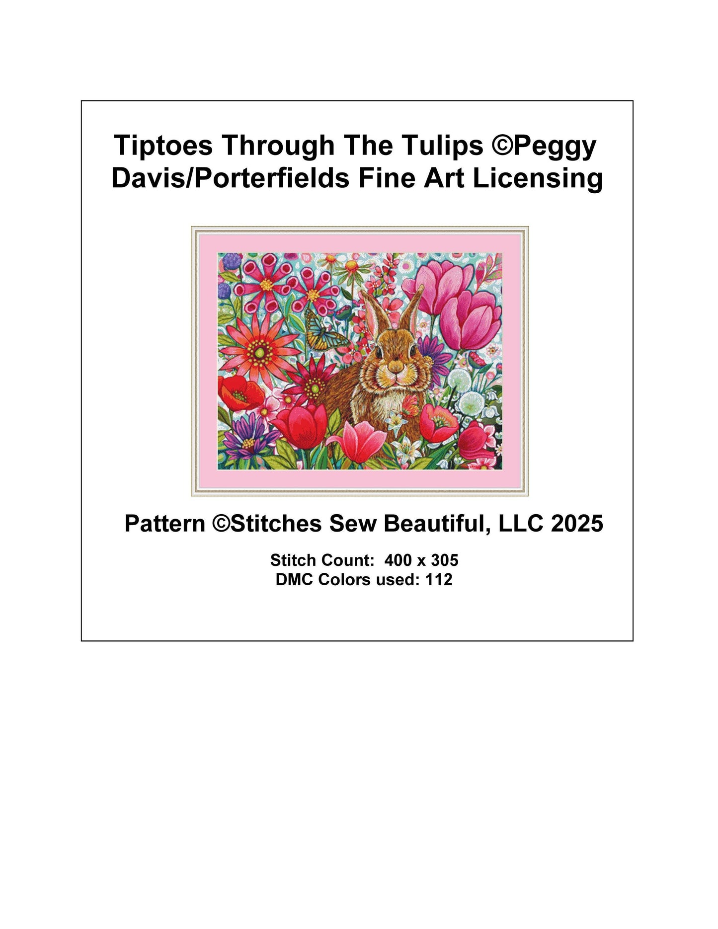 Tiptoes Through The Tulips counted cross stitch pattern by Peggy Davis/Porterfields Fine Art Licensing