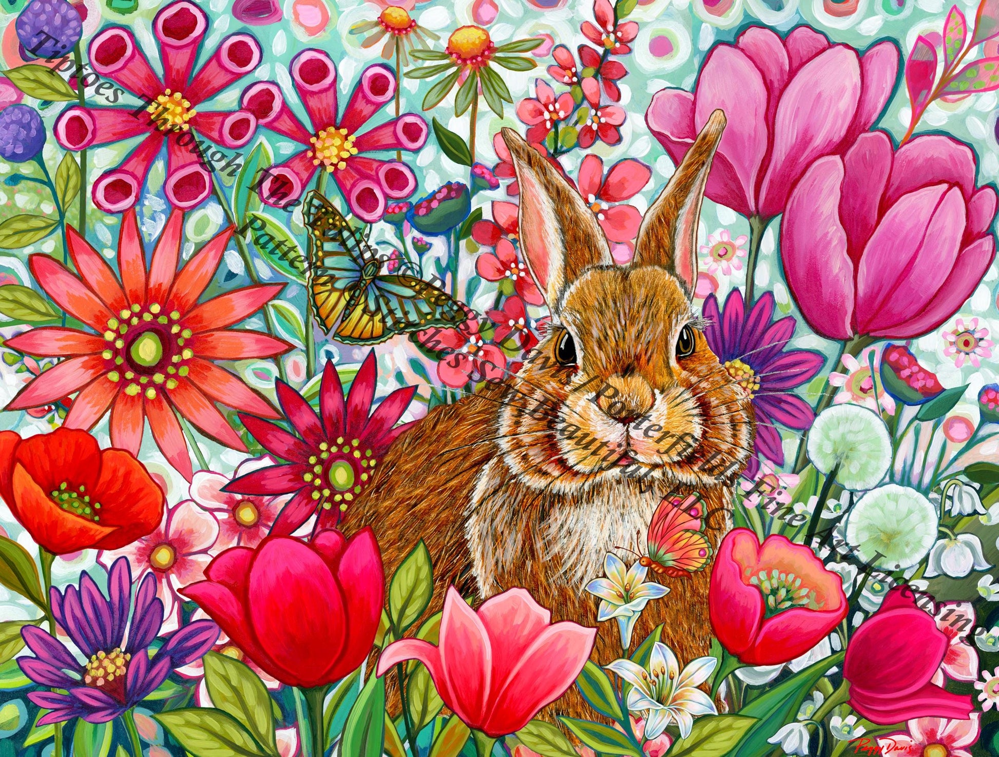 Tiptoes Through The Tulips counted cross stitch pattern by Peggy Davis/Porterfields Fine Art Licensing