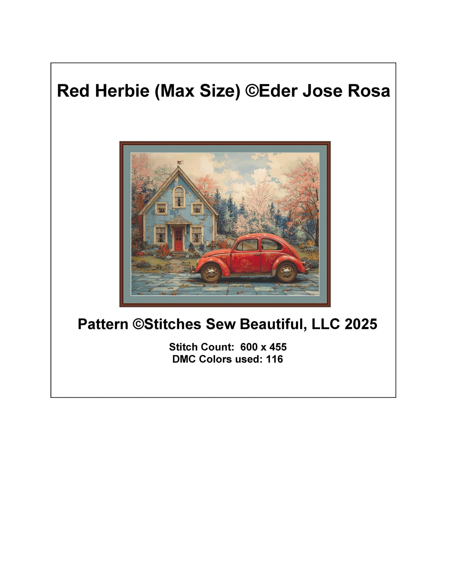 Red Herbie (Max Size) counted cross stitch pattern by Eder Jose Rosa