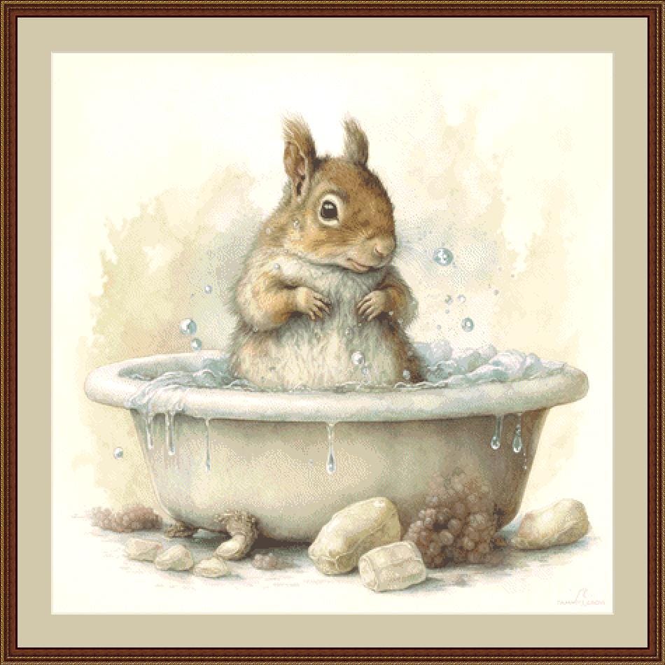 Chippy's Bath counted cross stitch pattern by Tammy L. Gross