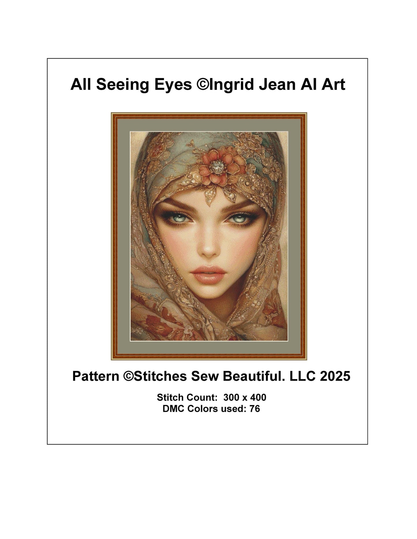 All Seeing Eyes counted cross stitch pattern by Ingrid Jean AI Art