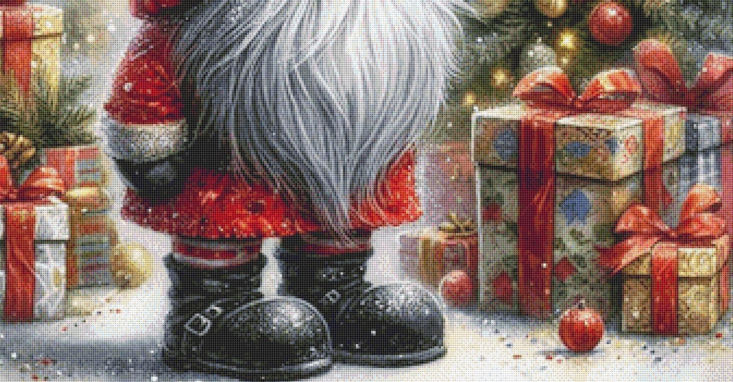 Santa's Little Helper counted cross stitch pattern by Ingrid Jean AI Art
