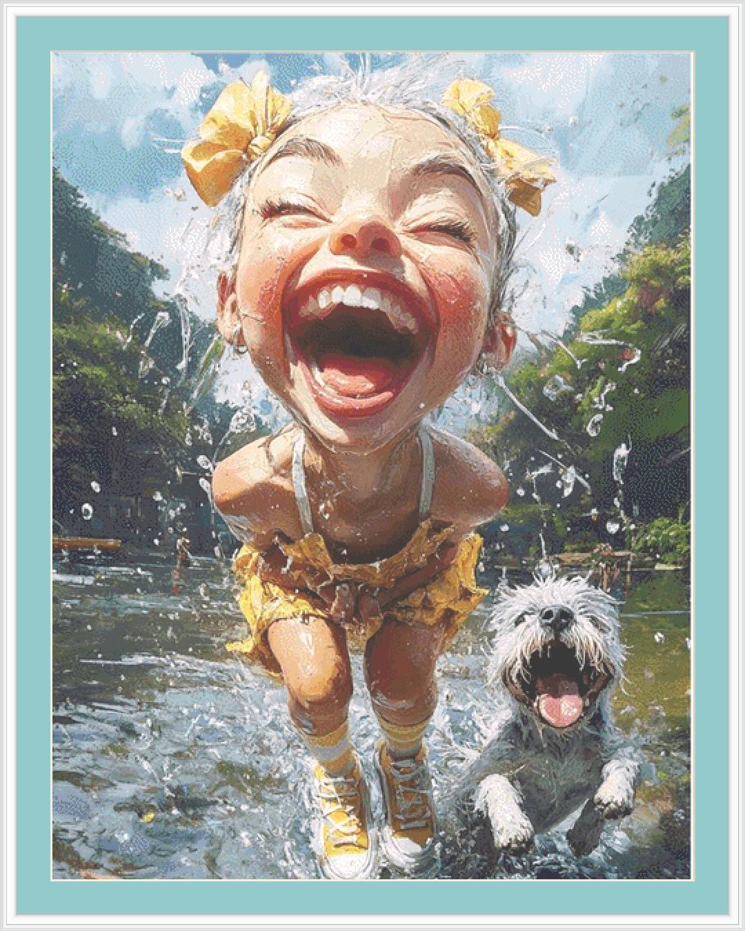 Fun in The Sun (Max Size/Color) counted cross stitch pattern by Ingrid Jean AI Art