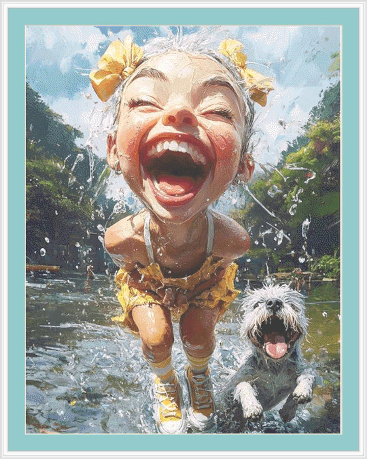 Fun in The Sun (Max Size/Color) counted cross stitch pattern by Ingrid Jean AI Art