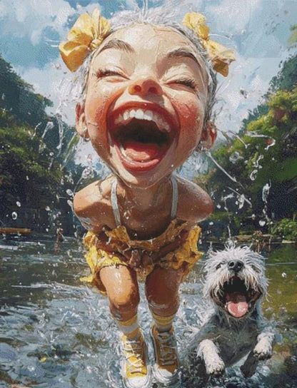 Fun in The Sun (Max Size/Color) counted cross stitch pattern by Ingrid Jean AI Art