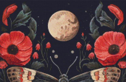 Gothic Botanical Moth (Small) counted cross stitch pattern by Dutch Lady Mystic Art