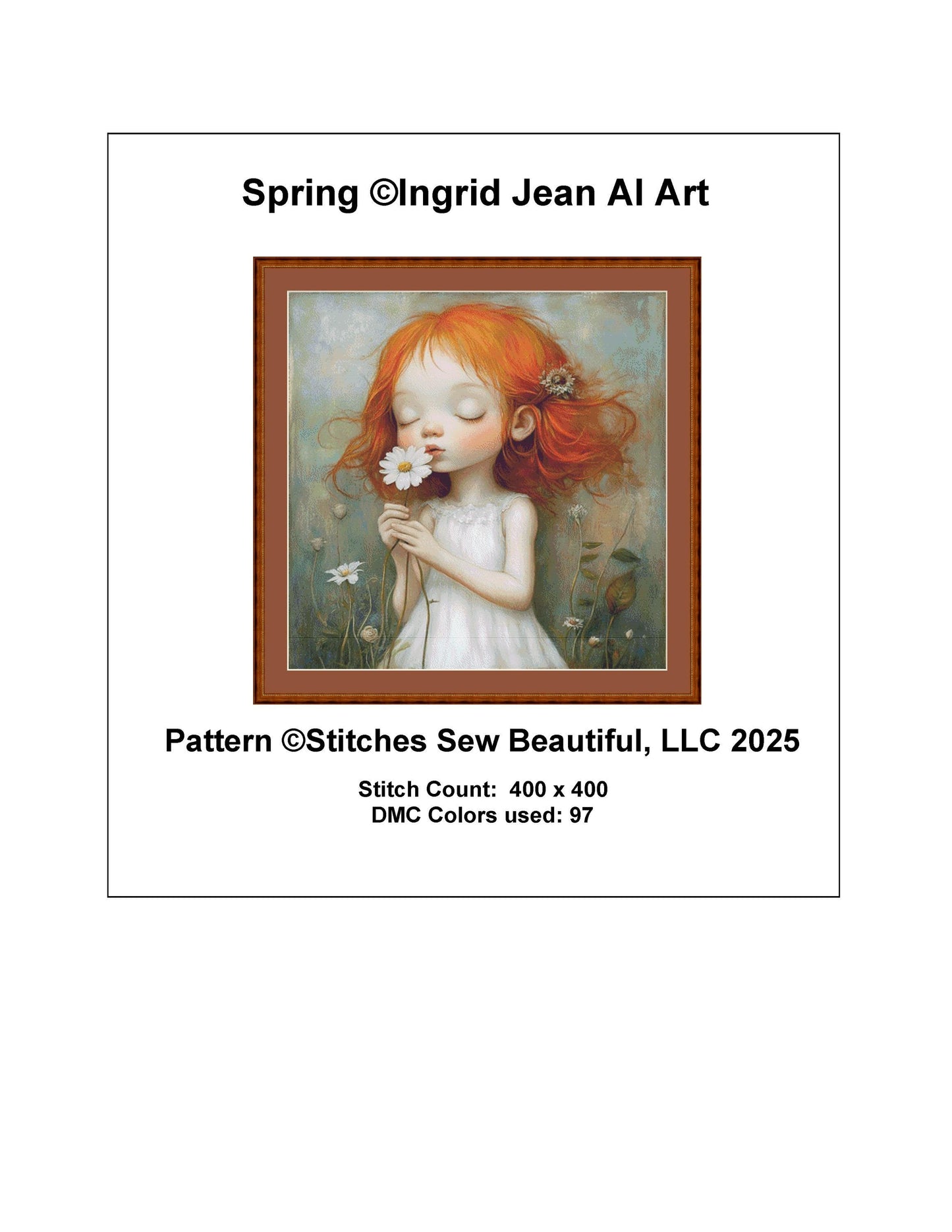 Spring counted cross stitch pattern by Ingrid Jean AI Art