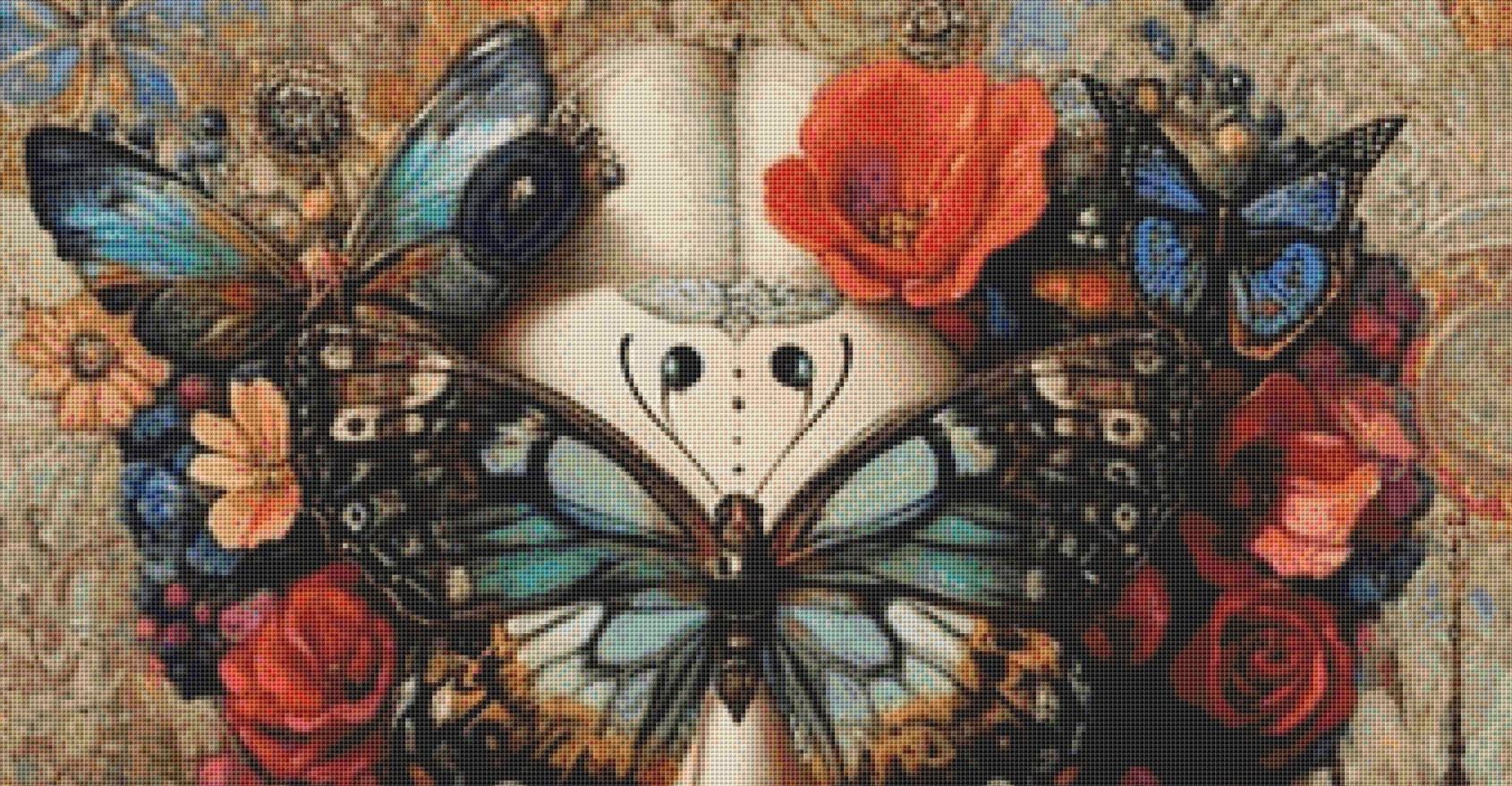 Butterfly Daze counted cross stitch pattern by Ingrid Jean AI Art