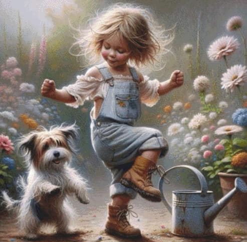 Who Says You Can't Teach an Old Dog New Tricks counted cross stitch pattern by Ingrid Jean AI Art
