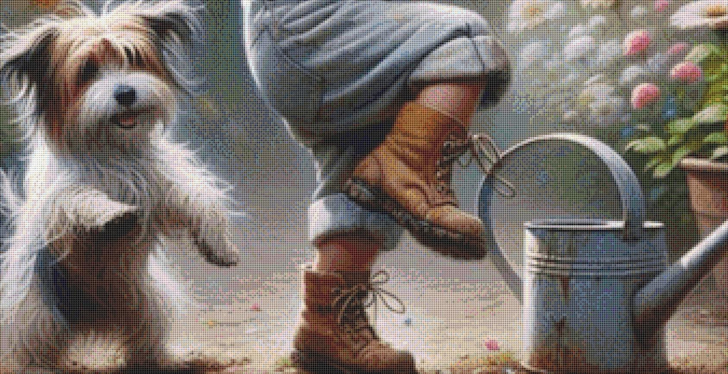 Who Says You Can't Teach an Old Dog New Tricks counted cross stitch pattern by Ingrid Jean AI Art