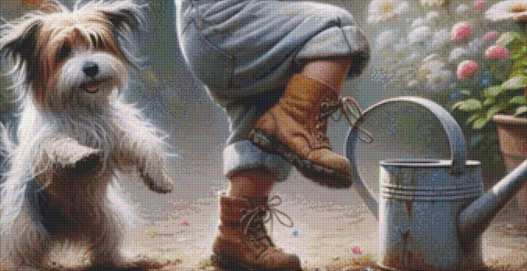 Who Says You Can't Teach an Old Dog New Tricks counted cross stitch pattern by Ingrid Jean AI Art