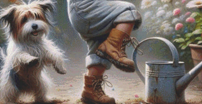 Who Says You Can't Teach an Old Dog New Tricks counted cross stitch pattern by Ingrid Jean AI Art