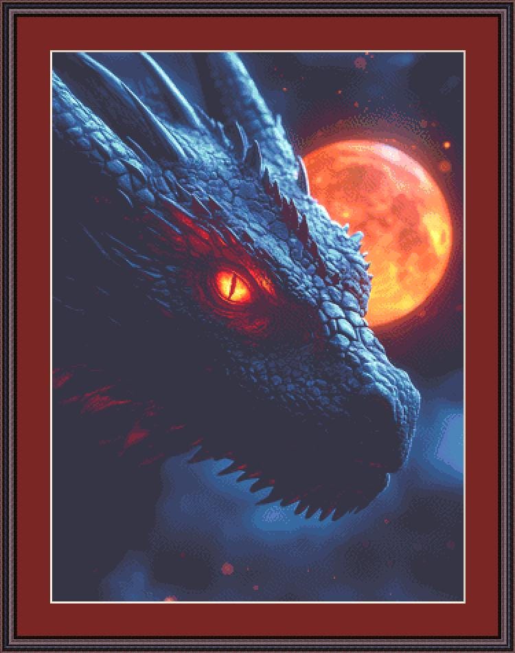 Blood Moon Guardian counted cross stitch pattern by Serr.Kai A Quill & Ink