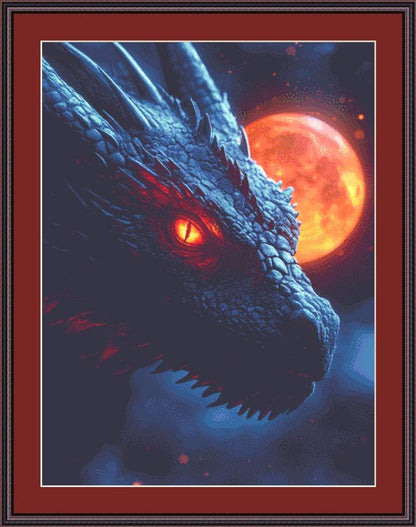 Blood Moon Guardian counted cross stitch pattern by Serr.Kai A Quill & Ink
