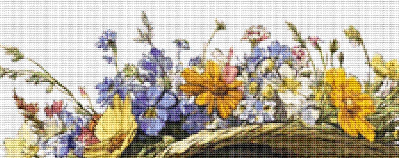 Petals and Paws counted cross stitch pattern by The Art Revivalist