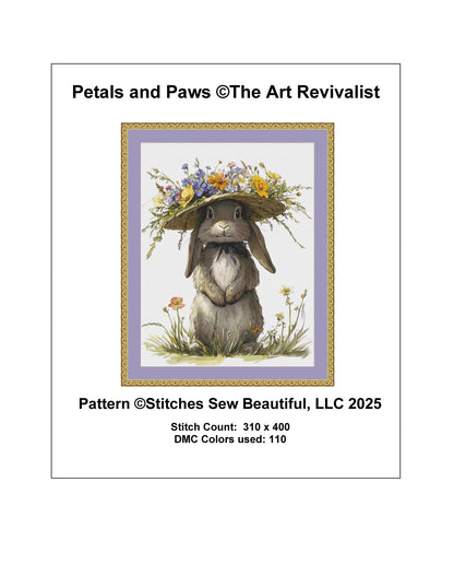 Petals and Paws counted cross stitch pattern by The Art Revivalist