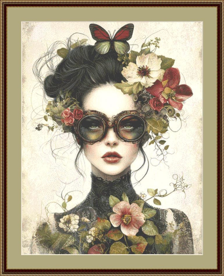 Spring Steampunk Woman 1 counted cross stitch pattern by Craft and Cherish