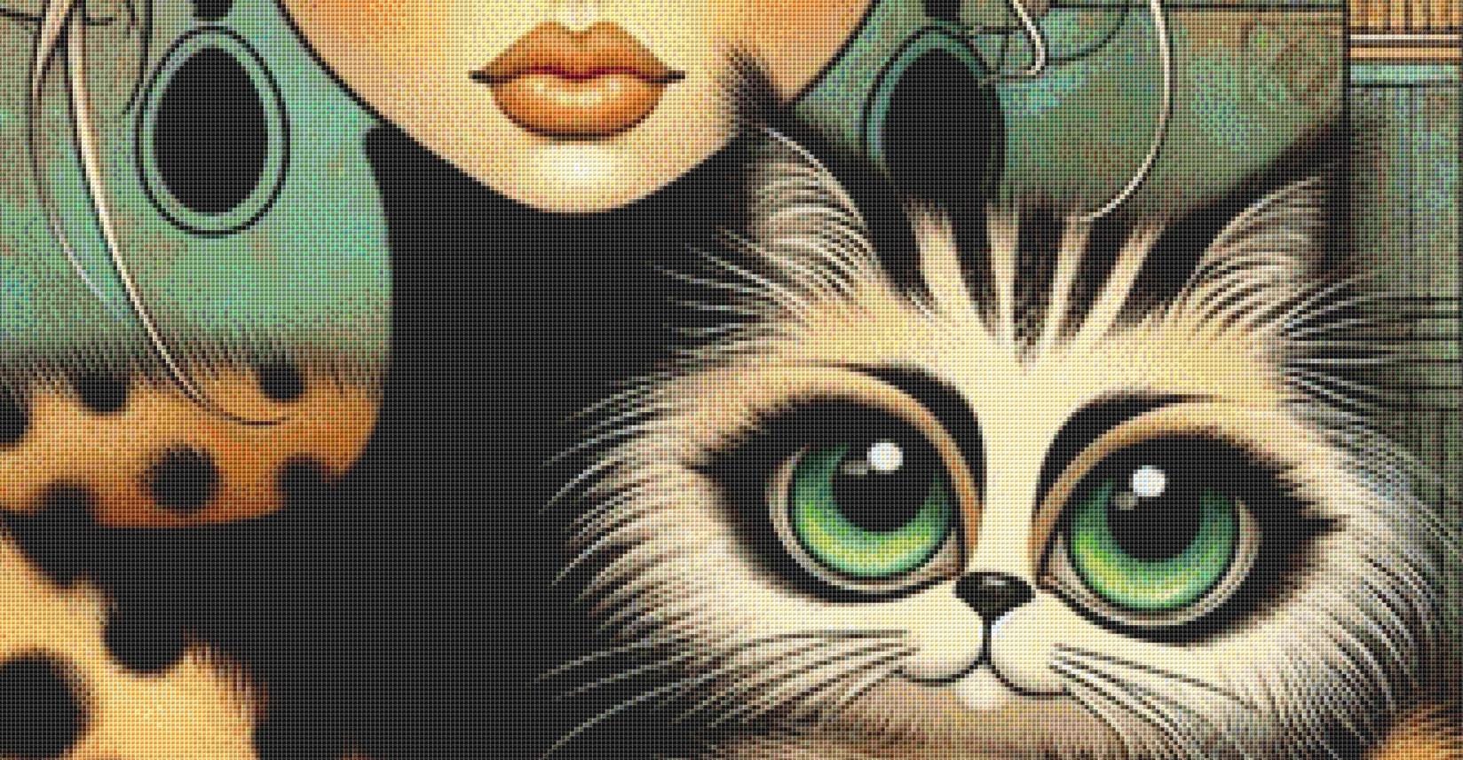 Home is Where The Cat Is counted cross stitch pattern by Ingrid Jean AI Art