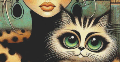 Home is Where The Cat Is counted cross stitch pattern by Ingrid Jean AI Art