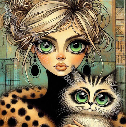 Home is Where The Cat Is counted cross stitch pattern by Ingrid Jean AI Art