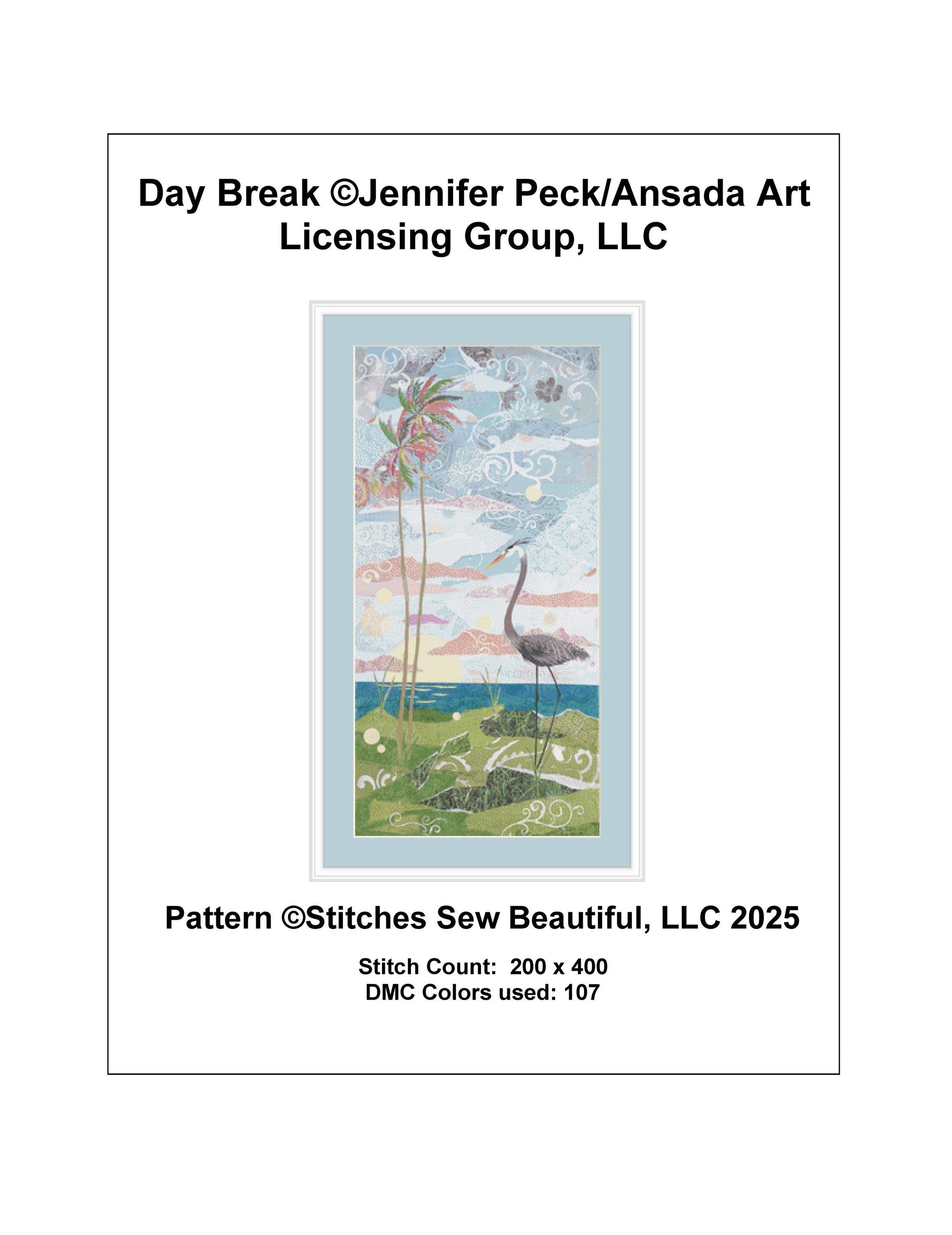 Day Break counted cross stitch pattern by Jennifer Peck/Ansada Art Licensing Group, LLC