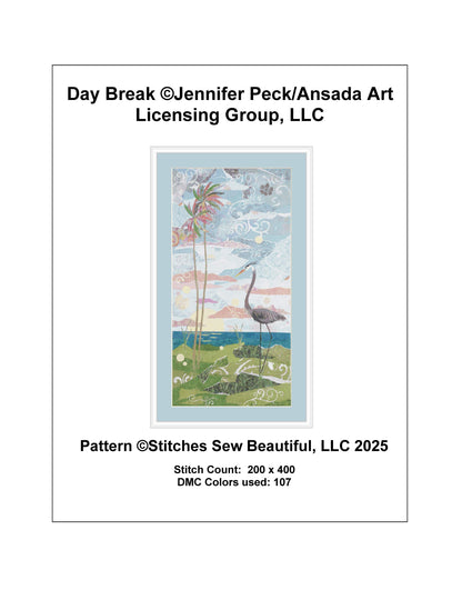 Day Break counted cross stitch pattern by Jennifer Peck/Ansada Art Licensing Group, LLC