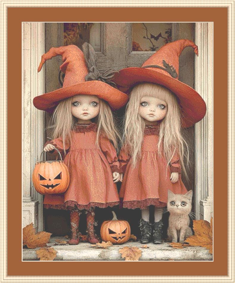 Double Trouble counted cross stitch pattern by Ingrid Jean AI Art