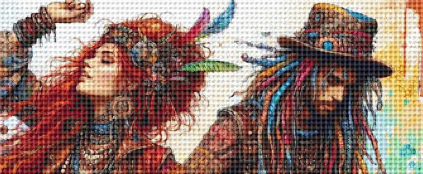 Following the Rhythm of Earth counted cross stitch pattern by Ingrid Jean AI Art