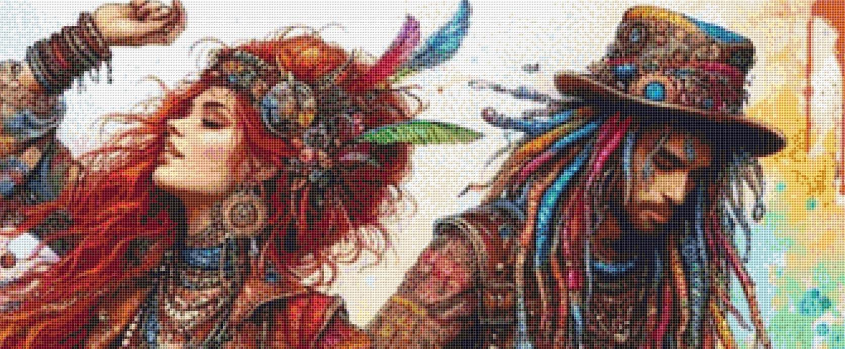 Following the Rhythm of Earth counted cross stitch pattern by Ingrid Jean AI Art