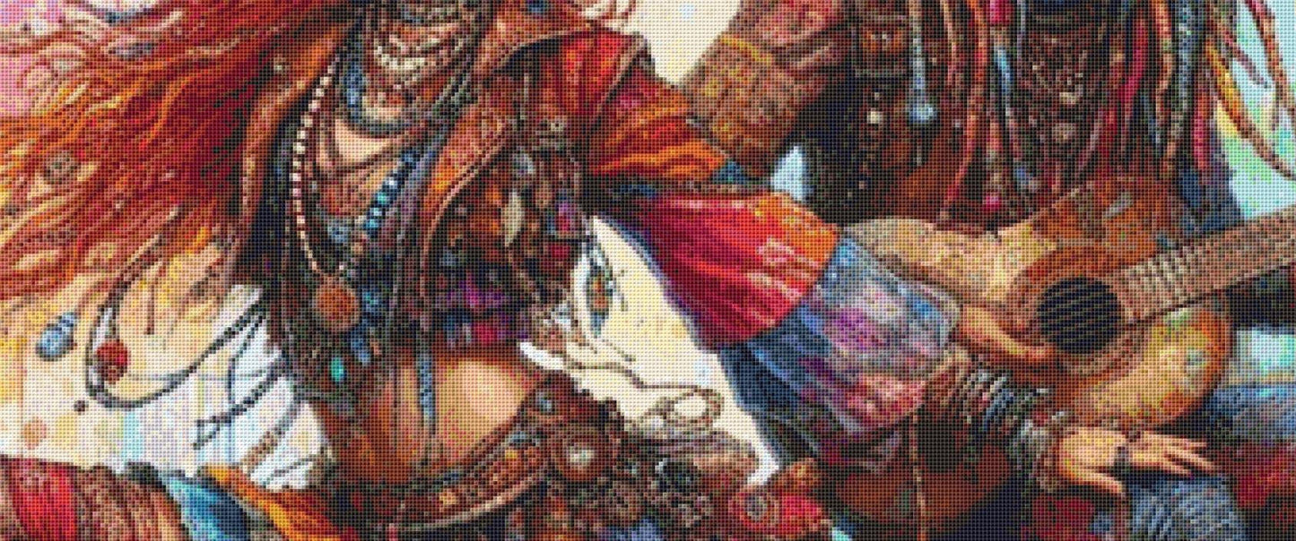 Following the Rhythm of Earth counted cross stitch pattern by Ingrid Jean AI Art